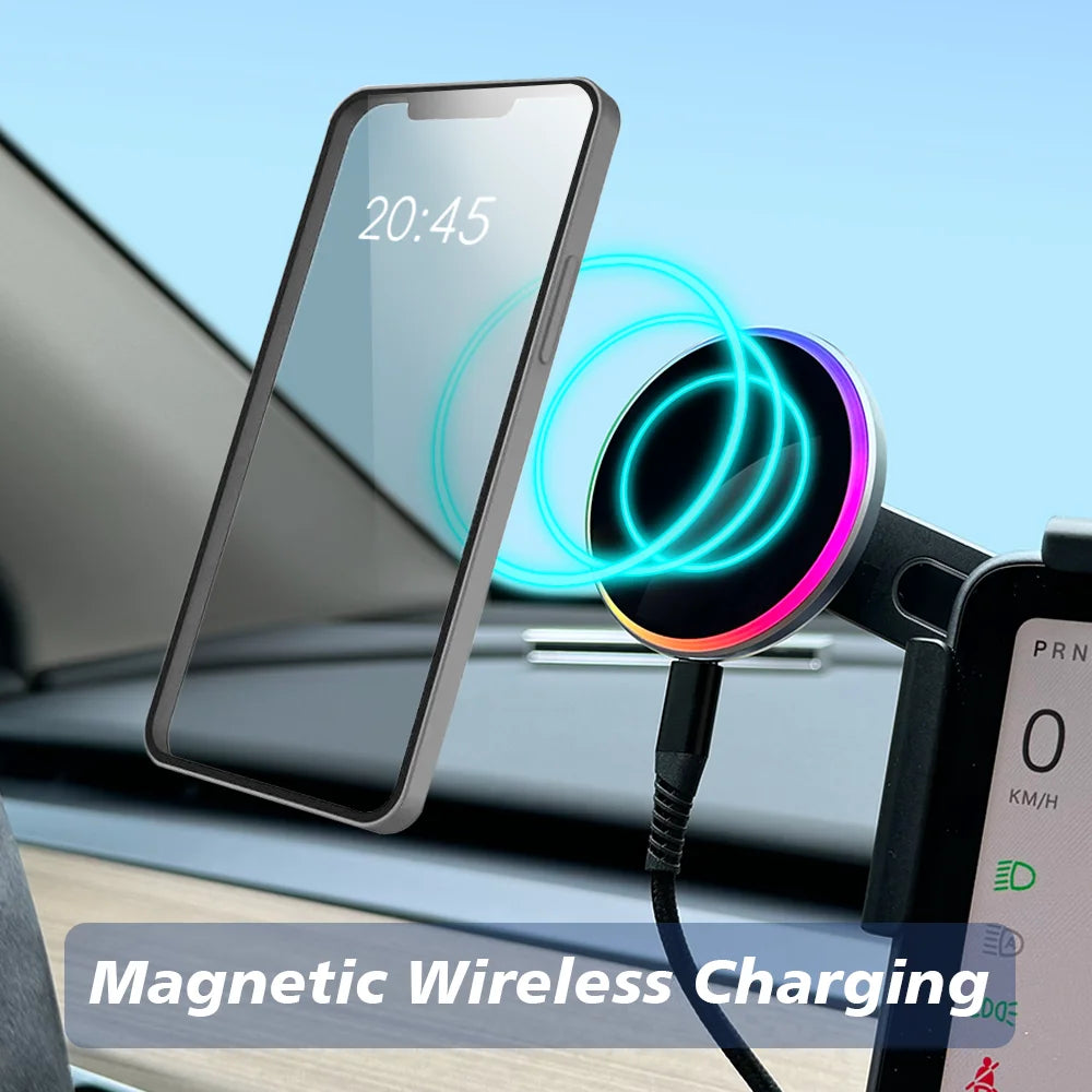 for Tesla New Model 3 Y HIGHLAND LAUNCH JUNIPER 2025 Car Phone Mount Holder 15W Magnetic Magsafe Wireless Charger Accessories
