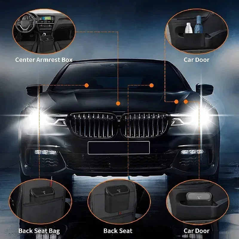 1Pcs Car Trash Can (with Lid) Contains 60 (300) Garbage Bags, Small Car Trash Can, Leak-proof Mini Car Accessories