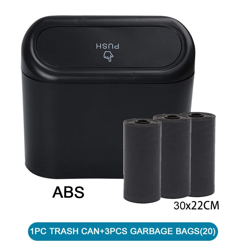 1Pcs Car Trash Can (with Lid) Contains 60 (300) Garbage Bags, Small Car Trash Can, Leak-proof Mini Car Accessories