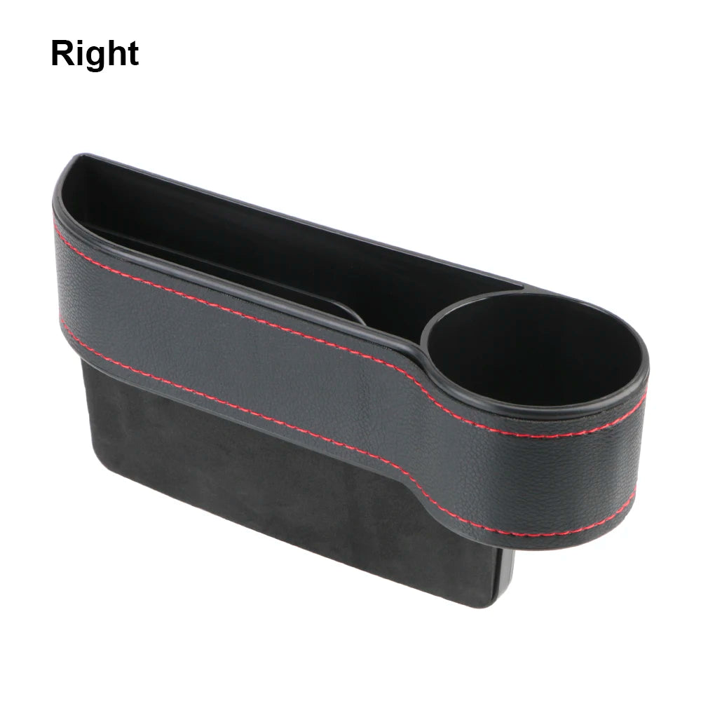 Universal Seat Gap Slit Box With Charging Hole Phone Bottle Keys Holder Box Leather Car Seat Gap Storage Box Car Organizer