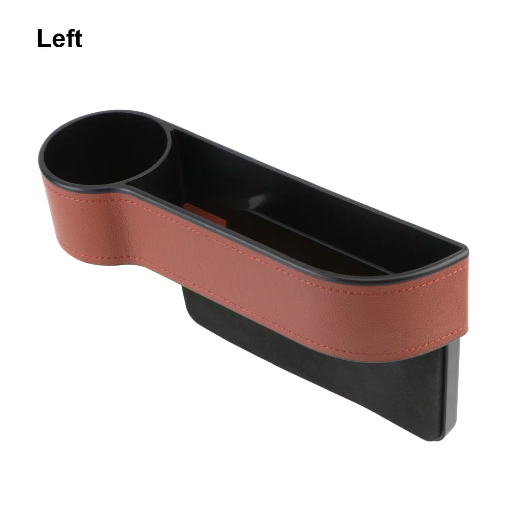 Universal Seat Gap Slit Box With Charging Hole Phone Bottle Keys Holder Box Leather Car Seat Gap Storage Box Car Organizer