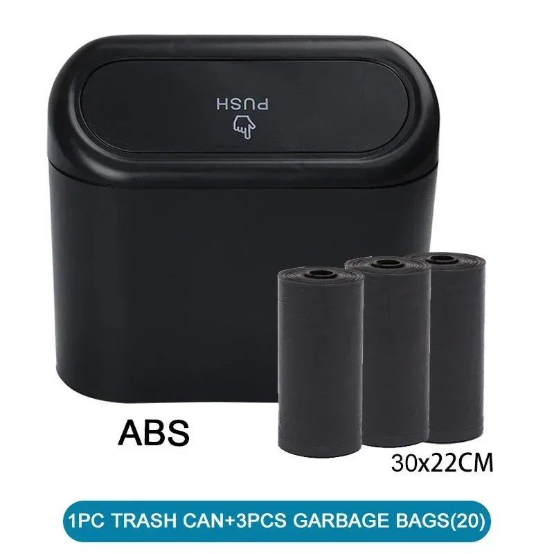 1Pcs Car Trash Can (with Lid) Contains 60 (300) Garbage Bags, Small Car Trash Can, Leak-proof Mini Car Accessories