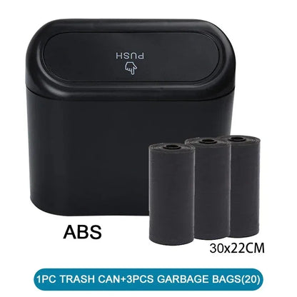 1Pcs Car Trash Can (with Lid) Contains 60 (300) Garbage Bags, Small Car Trash Can, Leak-proof Mini Car Accessories