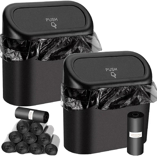 1Pcs Car Trash Can (with Lid) Contains 60 (300) Garbage Bags, Small Car Trash Can, Leak-proof Mini Car Accessories