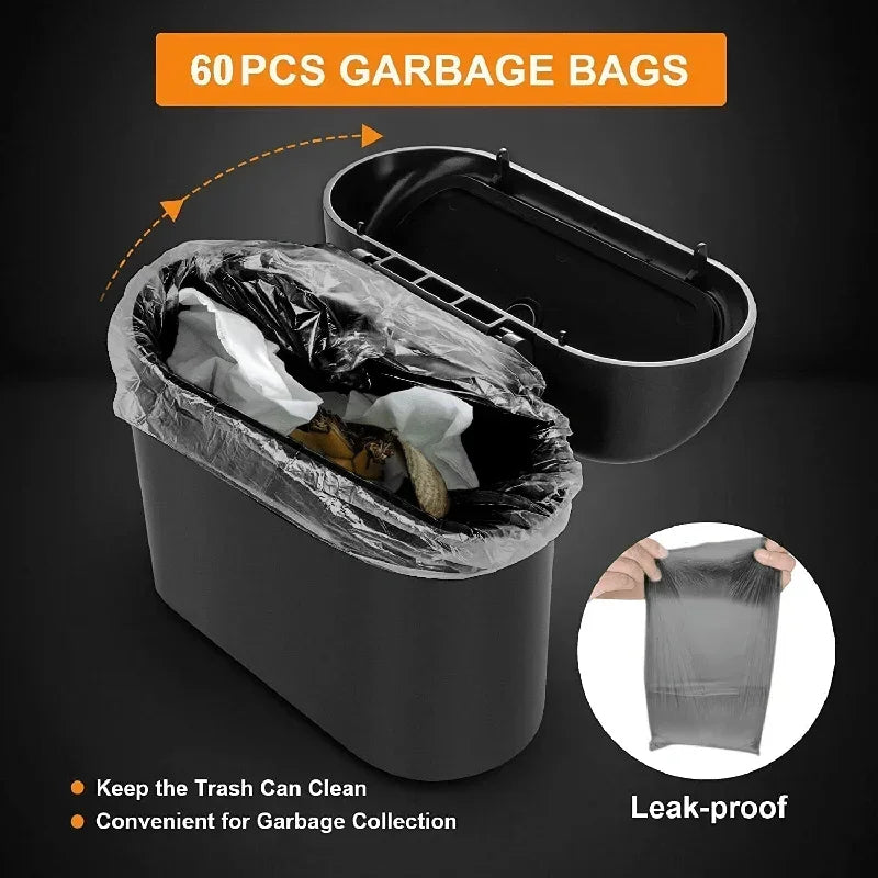 1Pcs Car Trash Can (with Lid) Contains 60 (300) Garbage Bags, Small Car Trash Can, Leak-proof Mini Car Accessories