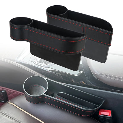 Universal Seat Gap Slit Box With Charging Hole Phone Bottle Keys Holder Box Leather Car Seat Gap Storage Box Car Organizer