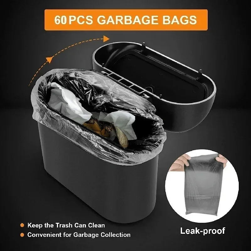 1Pcs Car Trash Can (with Lid) Contains 60 (300) Garbage Bags, Small Car Trash Can, Leak-proof Mini Car Accessories
