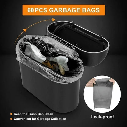 1Pcs Car Trash Can (with Lid) Contains 60 (300) Garbage Bags, Small Car Trash Can, Leak-proof Mini Car Accessories
