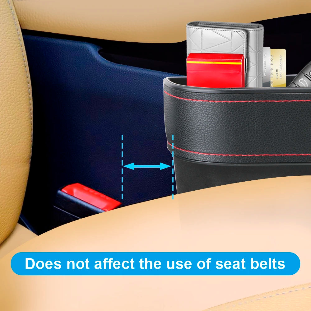 Universal Seat Gap Slit Box With Charging Hole Phone Bottle Keys Holder Box Leather Car Seat Gap Storage Box Car Organizer