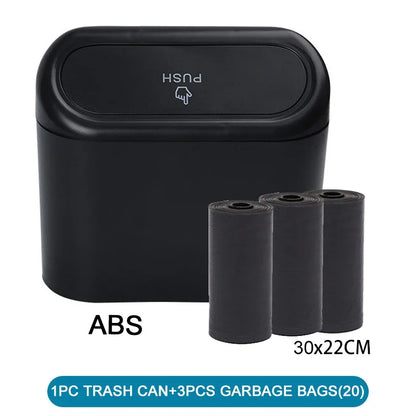 1Pcs Car Trash Can (with Lid) Contains 60 (300) Garbage Bags, Small Car Trash Can, Leak-proof Mini Car Accessories