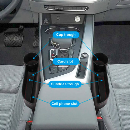 Universal Seat Gap Slit Box With Charging Hole Phone Bottle Keys Holder Box Leather Car Seat Gap Storage Box Car Organizer