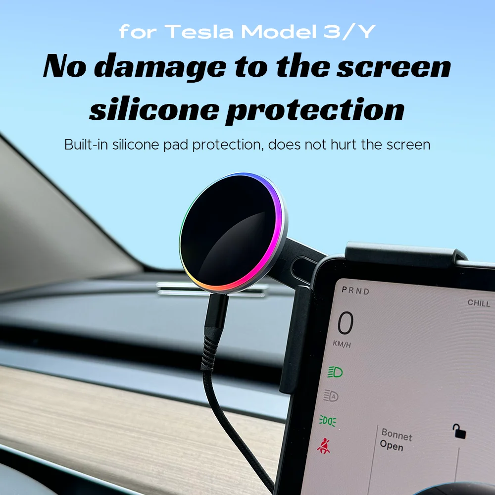 for Tesla New Model 3 Y HIGHLAND LAUNCH JUNIPER 2025 Car Phone Mount Holder 15W Magnetic Magsafe Wireless Charger Accessories