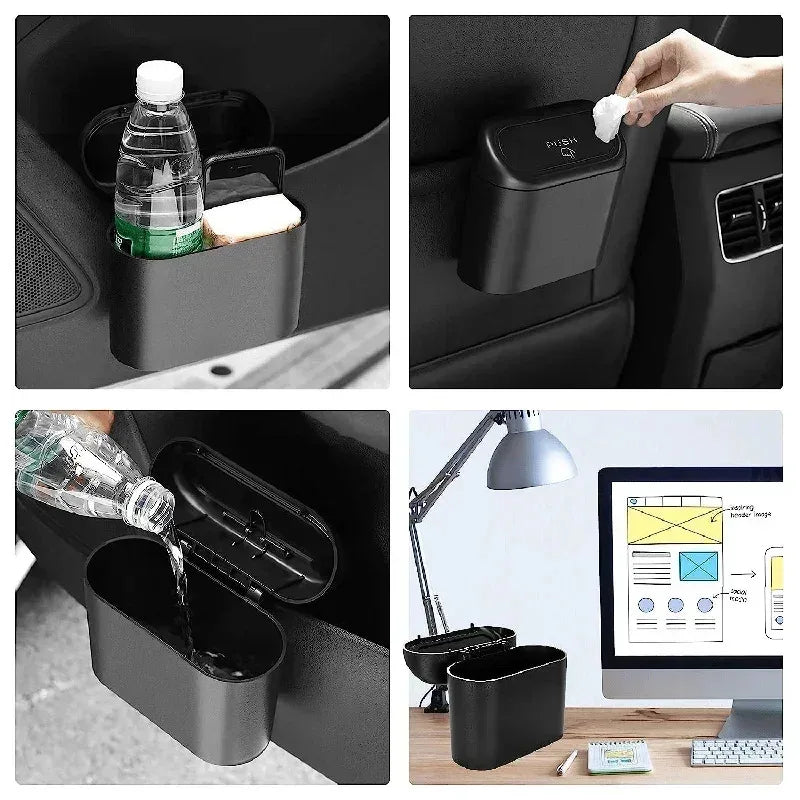 1Pcs Car Trash Can (with Lid) Contains 60 (300) Garbage Bags, Small Car Trash Can, Leak-proof Mini Car Accessories