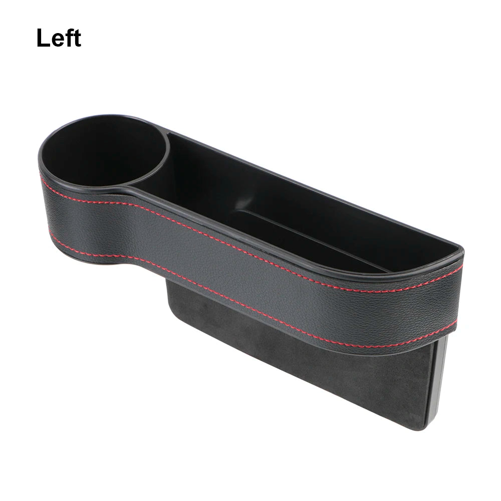 Universal Seat Gap Slit Box With Charging Hole Phone Bottle Keys Holder Box Leather Car Seat Gap Storage Box Car Organizer